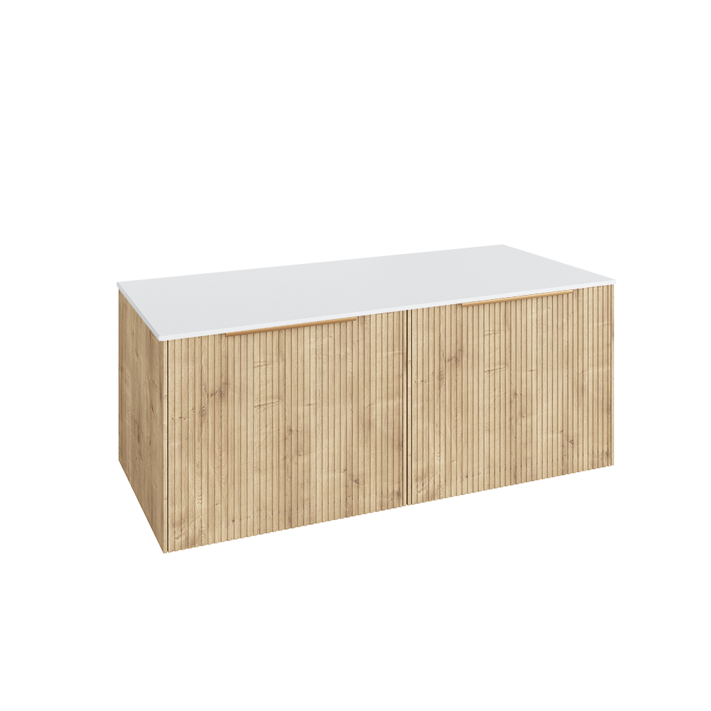 Abacus Concept Sit On Halifax Oak 1200mm Vanity Unit - White